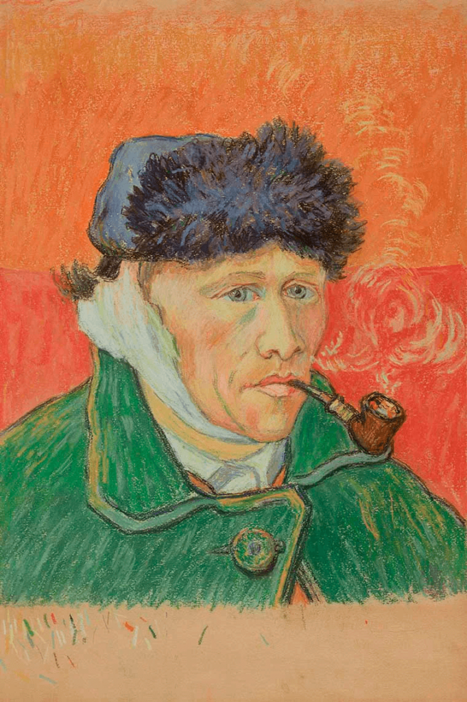 Emile Schuffenecker fez uma cópia do autoretrato feito por Vincent com uma bandagem na orelha decepada