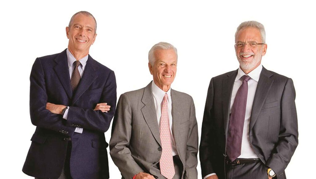 Os sócios Jorge Paulo Lemann, Marcell Telles e Carlos Alberto Sicupira