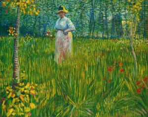 Uma Mulher Caminhando em Um Jardim, de Vincent van Gogh