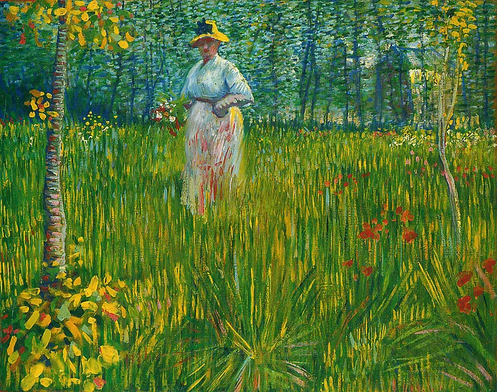 Uma Mulher Caminhando em Um Jardim, de Vincent van Gogh