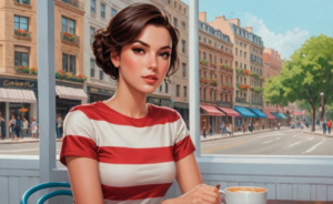 os franceses são mesquinhos, esnobes e se acham os melhores do mundo? Ilustração de mulher francesa em um café, em Paris